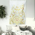 thumbnail image 3 of Daffodil Tapestry, Botanical Blooming Spring Field Gardening Theme with Color Splatters, Wall Hanging for Bedroom Living Room Dorm Decor, 60W X 80L Inches, Yellow Orange Pale Blue, by Ambesonne, 3 of 5
