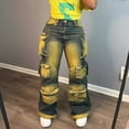 thumbnail image 2 of TFEOQRY Womens Tie Dye Cargo Jeans with Pockets Distressed Washed Baggy Y2K Causal Pants for Daily Streetwear Wear, 2 of 6