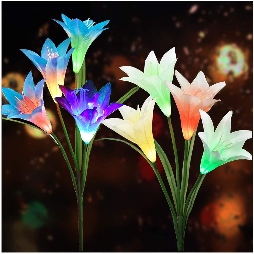 Solar Flower Lights Outdoor（2020 New Upgraded）MultiColors Changing LED