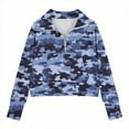thumbnail image 4 of Spazoro Girls Turn Down Collar Sweatshirts, Soft & Comfy Half Zip Long Sleeve Camouflage Fall Winter Tops for Girls Blue Size 9 T, 4 of 5