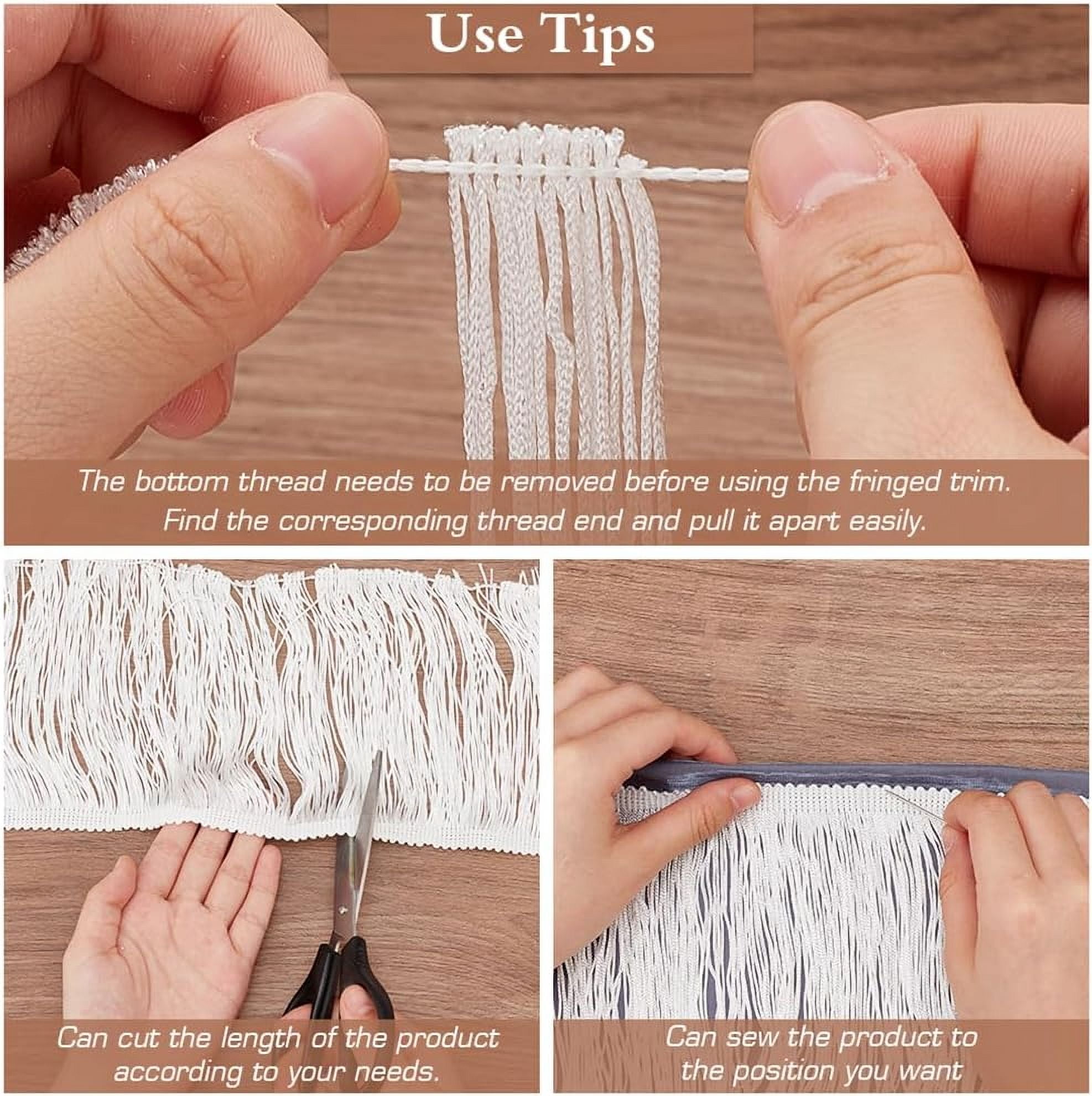 10 Yards Fringe Tassel Sewing Trim 5-1/4inch Wide Ribbon Trim White Fringe Trim for Sewing Polyester Tassel Lace Ribbons Sewing Trim for DIY Crafts Clothes Dress Curtain Decoration White 1card