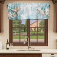 thumbnail image 6 of Coastal Beach Starfish Curtain Valances for Windows, Kitchen Valance Window Treatments Panel 2 Pack, Shell Snowflake Teal Rod Pocket Short Curtains for Bathroom Bedroom 42 x 18 Inch, 6 of 8