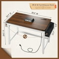 thumbnail image 3 of Enhomee Desk Small Desk with Power Outlet 40.1“W Computer Desk with Storage Bag, Brown & White, 3 of 8