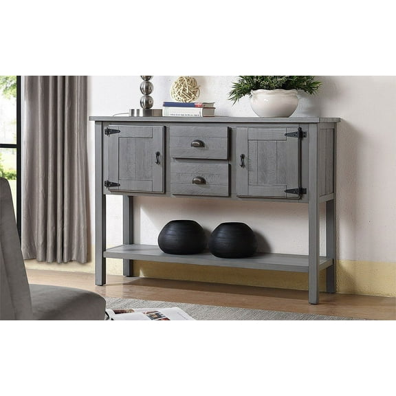 Knubmt 48" Sofa Table with 2 Drawers and Bottom Shelf, Wood Console Table for Home, Bar, Dining Room, Gray