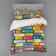 thumbnail image 2 of Modern Duvet Cover Set, Colorful Suitcases Background Vintage Travel Voyage Holiday Themed Design, Bedding Set with Shams and Fitted Sheet, 3 Sizes, by Ambesonne, 2 of 3