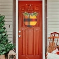 thumbnail image 7 of Orange Plaid Pattern Front Door Porch Decoration Hanging Sign with Artificial Green Plants and Bow for Home Outdoor Indoor, 7 of 7