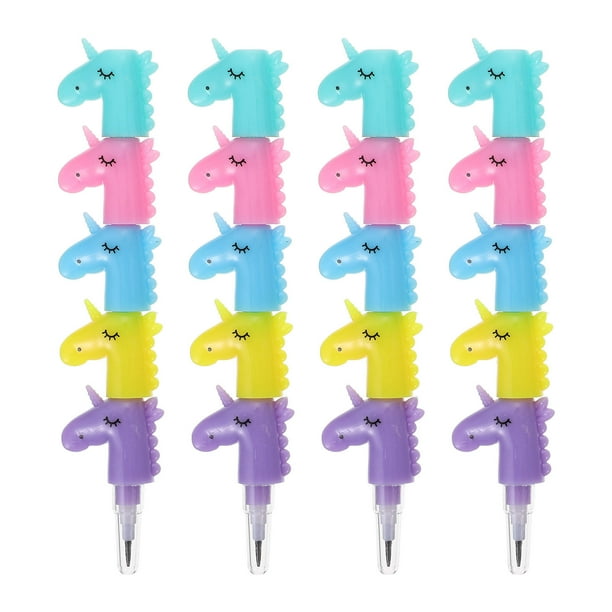 EeaseMX 20 lápices apilables de unicornio, divertidos lápices decorativos, lápices apilables de papelería, lápices escolares para niños.