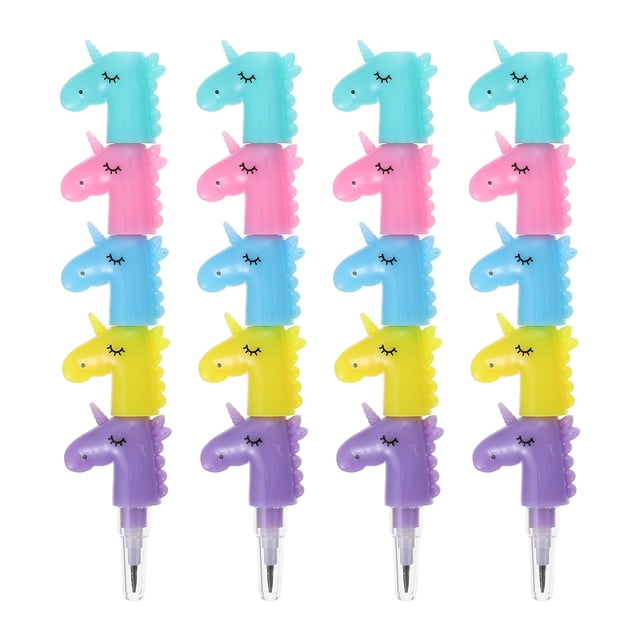 20pcs Stackable Unicorn Pencils Fun Decorative Pencils Stationery Stacking Pencils School Pencils for Kids