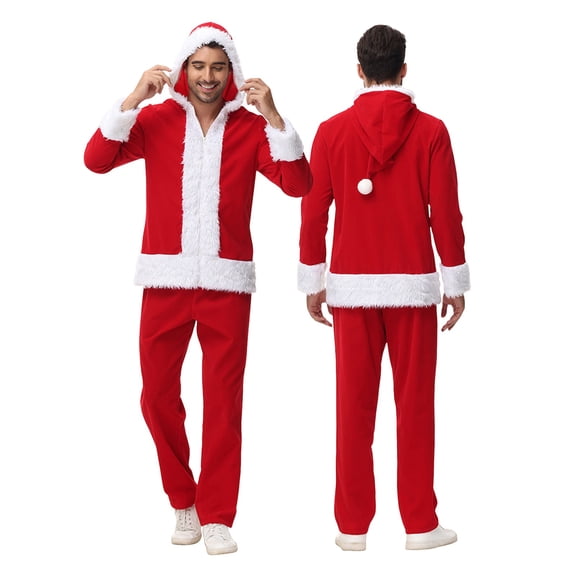 Mens Santa Christmas Party Stage Performance Outfit Christmas Velvet Suit Set