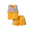 thumbnail image 3 of Seyurigaoka Little Girl’s Leopard Stitching Sleeveless Tops and Short Pants Set, 3 of 9