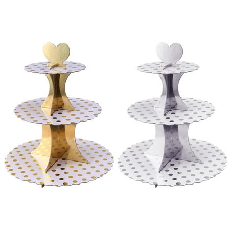 

2pcs Creative Dot Pattern Cake Displaying Stands Cupcake Holders for Party