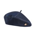 thumbnail image 4 of Gorro tipo boina para mujer, moderno, ajustable, cómodo y ligero, de mezclilla, ideal para primavera. Azul profundo, 4 of 9