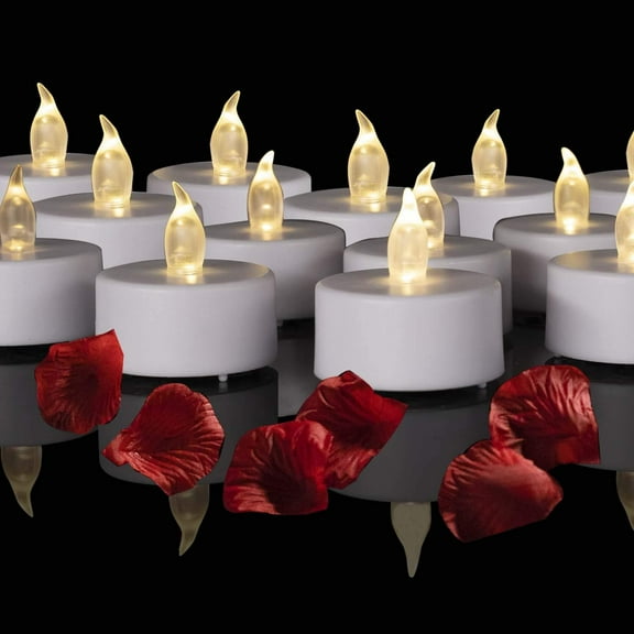HANZIM Warm White Flameless Candles, LED Tea Lights, Battery Operated, 24 Count