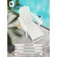 thumbnail image 4 of KINGYES Folding Adjustable Adirondack Chair with Ottoman & 2 Cup Holders Set of 4, HDEP Reclining Adirondack Chair with Footrest, White, 4 of 4