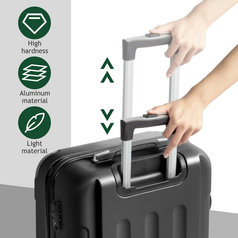 Zimtown Hardside Lightweight Spinner Black 3 Piece Luggage Set