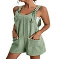 thumbnail image 2 of MesaSe Salopette Courte à Bretelles pour Femme en Coton et Lin, Été, Bretelles Ajustables, Combinaison Short, Sans Manches, Jambe Grand, Ample, 2 of 7