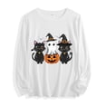 thumbnail image 2 of Xdegoge Womens Halloween Cat And Ghost Graphic T-Shirts Long Sleeve Cute Pumpkin Print Crewneck Tops Casual Loose Fit Fall Holiday Pullover Tees Shirts for Ladies, 2 of 7