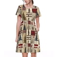 thumbnail image 1 of Disketp Rustic Plaid Forest Lodge para Vestido de Manga Corta para Mujeres, Vestidos de Verano para Mujeres, Casual y Holgado para la Playa, 1 of 6