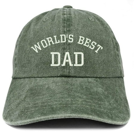 Trendy Apparel Shop World's Best Dad Embroidered Pigment Dyed Low Profile Cotton (Best Dark World Deck Profile)