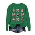 thumbnail image 5 of FAWUUDO Womens Fall Sweater Cute Bow Print Long Sleeve Pullover Casual Oversized Green, 5 of 6