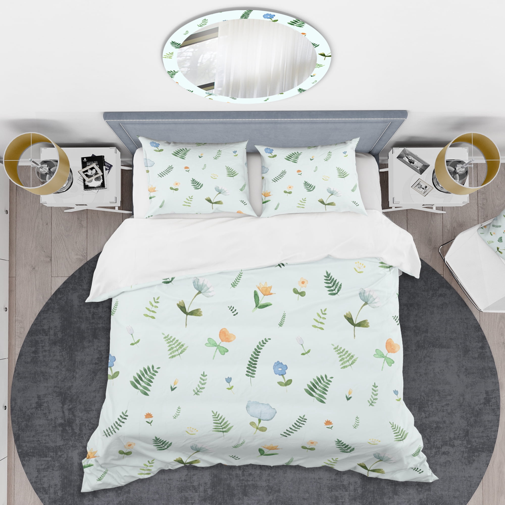 Designart 'Retro Floral Pattern IX' Mid-Century Modern Duvet Cover Set