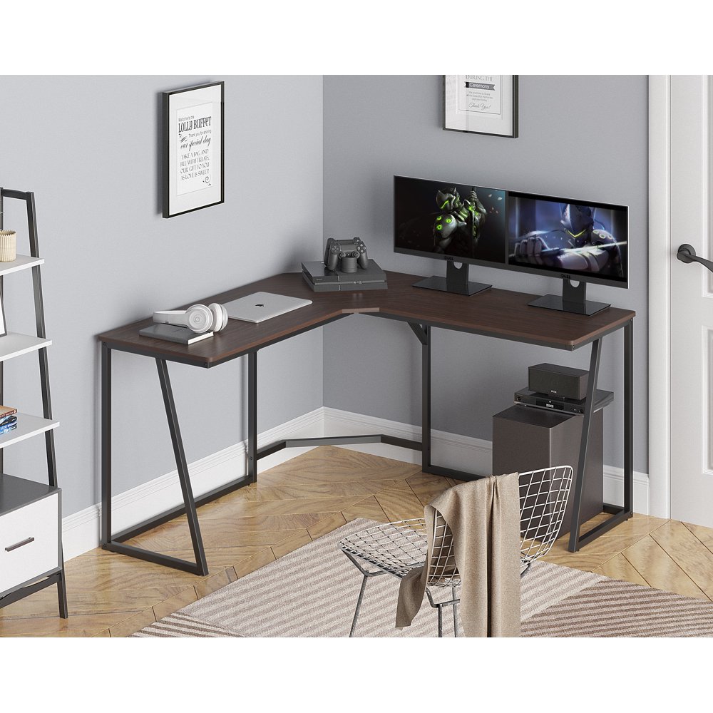 FITUEYES L Shaped Corner Computer Desk for Home Office,Brown Walmart