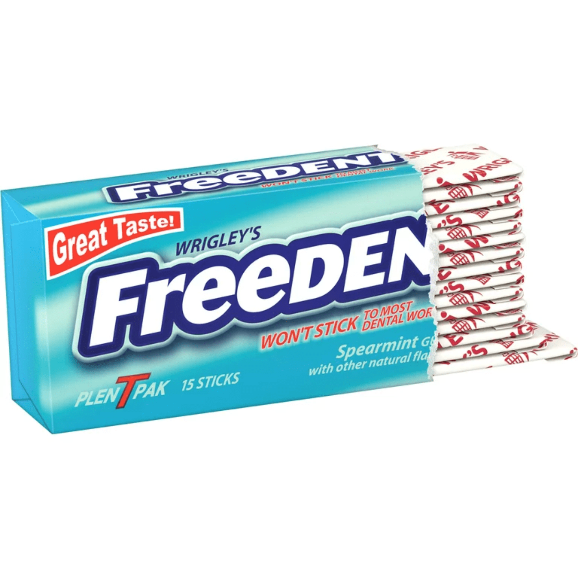 Wrigleys Freedent Gum Spearmint - 15 Stick, 12 Pack