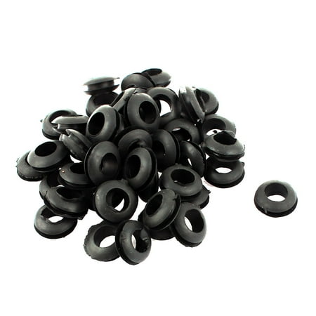 

Unique Bargains 50pcs 8mm Inner Dia Black Rubber Electrical Round Wire Grommets Gasket