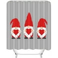 thumbnail image 3 of 4 Piece Gnome Christmas Shower Curtain Set Black Christmas Hat Red Heart-Shaped Bathroom Sets with Non-Slip Rugs, Toilet Lid Cover and Bath Mat with Standard Size, 3 of 7