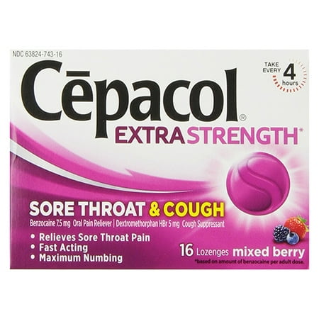 Cepacol Sore Throat Plus Cough Maximum Strength Numbing Mixed Berry Lozenges - 16 Ea, 6 (Best Way To Numb Throat)