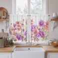 thumbnail image 2 of Pink Purple Spring Floral Tier Curtains, Summer Flower Botanical Light Filtering Kitchen Curtains, 2Pcs Rod Pocket Half Window Treatments Panels for Sink Cafe Cabinet Basement 27.5x45 Inches, 2 of 9