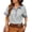 Gray, variant on Women's Colorblock Short Sleeve Button-Down Top, Contrast Collar Snap Button Western Shirt, Breathable Casual Summer Blouse