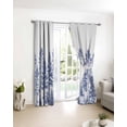 thumbnail image 3 of Navy Blue Pine Tree Blackout Curtains for Bedroom/Living Room, Thermal Insulated Kitchen Curtains, Vintage Watercolor Botanical Grommet Darkening Window Treatment Drapes 42"x63"x2, 3 of 8