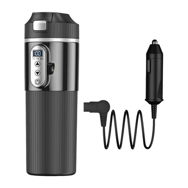 Taza calefactora para coche, taza de café portátil, hervidor de agua para coche, taza de café de viaje para calentar leche Negro