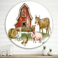 thumbnail image 2 of Designart 'Farm House With Goose Cow Pig Chicken and Haystack' Rustic Circle Metal Wall Art 29x29 - Disc of 29, 2 of 5