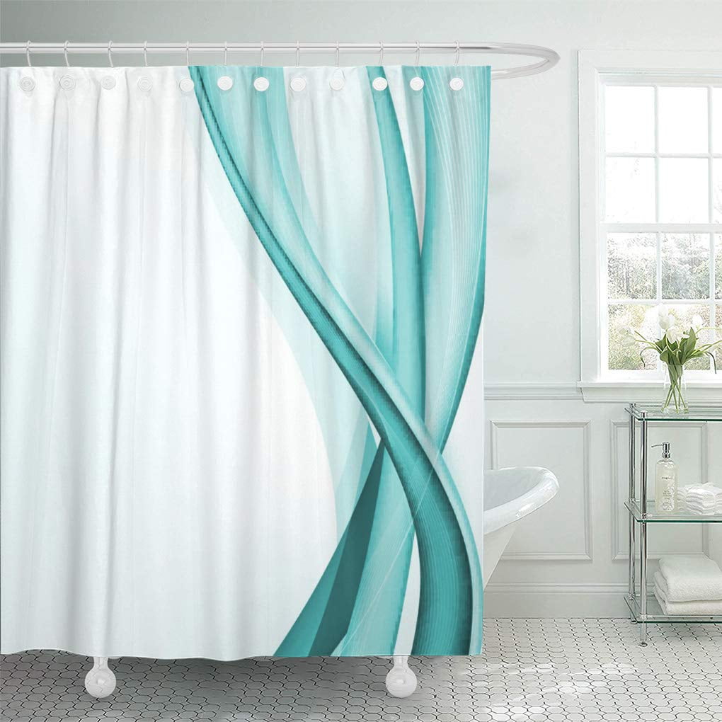 Suttom Aqua Contemporary Turquoise, Turquoise And White Shower Curtain