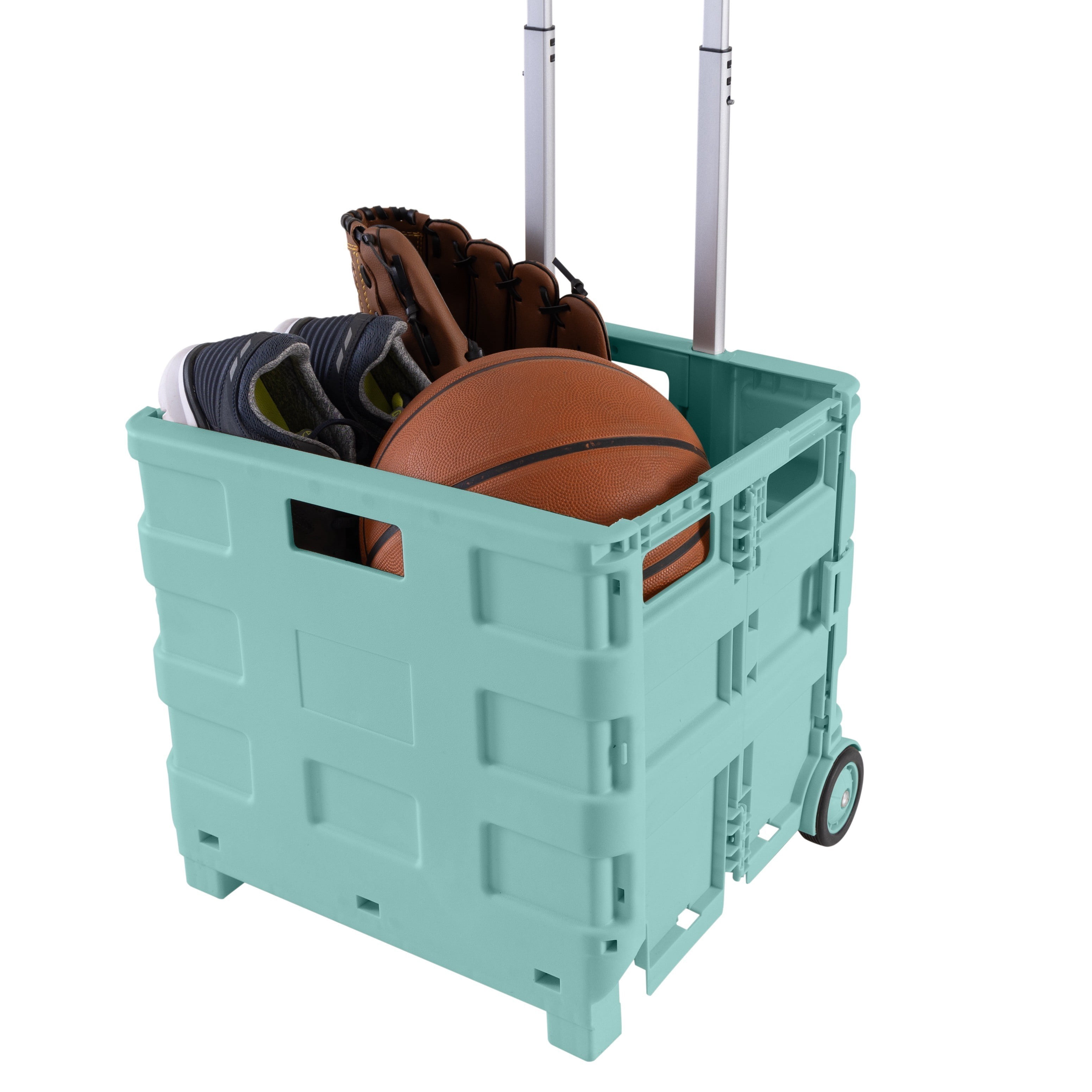 Simplify Portable Folding Shopping Cart 55lbs Capacity Mint Color | Collapsible Grocery Cart | Lightweight Utility Trolley with Wheels