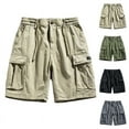 thumbnail image 5 of Men's Cargo Shorts Running Shorts Multiple Utility Pockets Elastic Waist Cotton Hiking Shorts Green,XL, 5 of 5