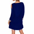 thumbnail image 5 of Outfmvch Cocktail Dresses for Women,wedding Guest Dresses for Women,blue Dress,homecoming Dresses,women's Long Sleeved Off Shoulder Dress V Neck Solid Color Casual Dress Z Blue 2xl, 5 of 5