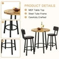 thumbnail image 4 of Stmoze Round Bar Table Set for 2, Wooden Counter Height Kitchen Table and Chairs Set, Bar Height Dining Table Set with 2 Leather Bar Stools, 3 Pieces Pub Table Set for Small Space, Rustic Brown, 4 of 6