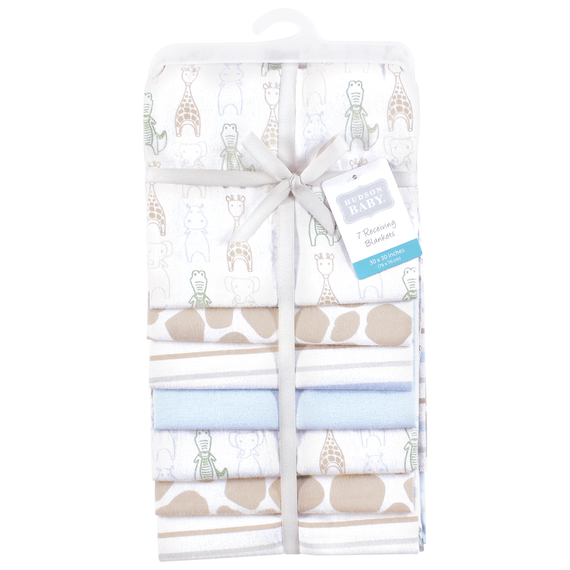 Hudson Baby Cotton Flannel Receiving Blankets 7-Pack Bundle, Modern Safari Friends , One Size