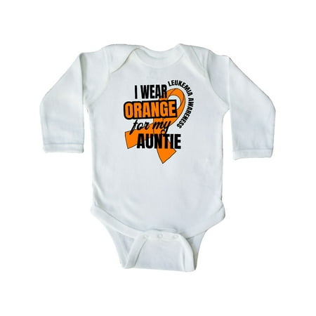 

Inktastic I Wear Orange For My Auntie Leukemia Awareness Gift Baby Boy or Baby Girl Long Sleeve Bodysuit
