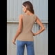thumbnail image 5 of Camiseta Sin Mangas de Punto Acanalado Informal con Cuello Cuadrado de Verano para Mujer, Color Caqui M, 5 of 6
