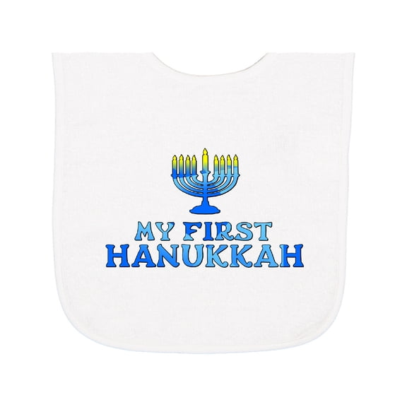 Inktastic My First Hanukkah with Menorah Baby Terry Cloth Bib