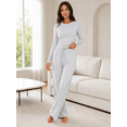 thumbnail image 4 of OHHSHEEN 2 piece womens lounge set, long sleeve pajama set for women, Soft Pjs Loungewear with Pockets, 4 of 6