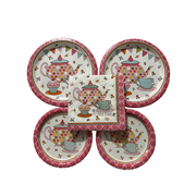 Tea Time Party Bundle for 16 Guests with dinner and dessert plates and napkins