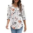 thumbnail image 3 of PinkBeautiM Women Blouses 3/4 Sleeve Dressy T Shirts Crew Neck Tunic Tops Fit Loose Casual Floral Shirts (S-XXL), 3 of 5