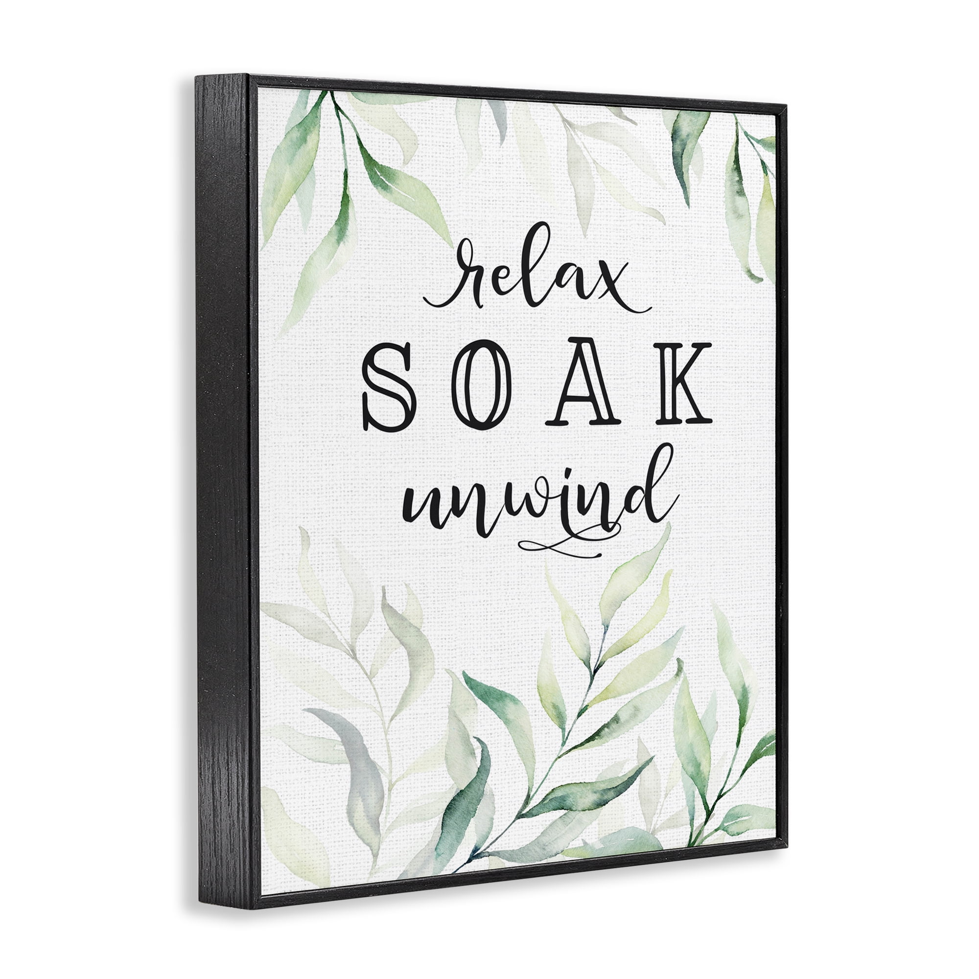 Soak & Unwind with Leaves Black Framed Giclee Art, design by Lettered and Lined