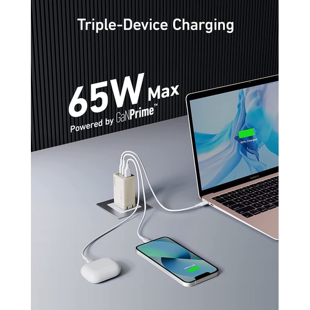 Anker USB C Charger, Anker 735 Charger GaNPrime 65W, PPS 3-Port 
