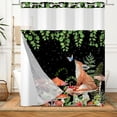 thumbnail image 5 of Mizhona Mushroom Plants No Hooks Shower Curtains with Snap in Liner Green Leaves Butterfly in Black Hookless Fabric Bathroom Curtain,71"× 71", 5 of 7